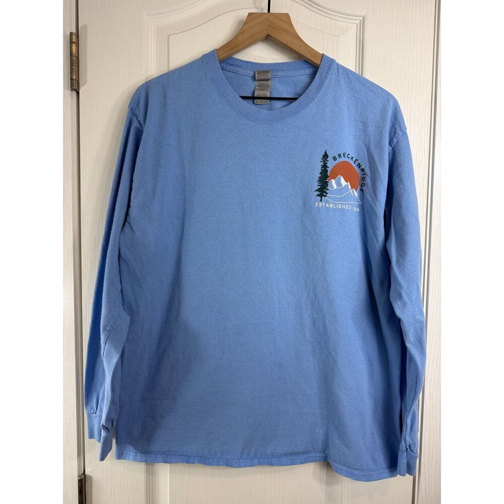 Breckenridge Colorado Long Sleeve Shirt Mens L Blue Gildan Mountain Tee